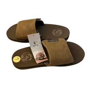 Panama Jack Tan Leather Slide Sandals